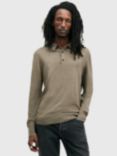 AllSaints Mode Polo Collar Merino Wool Jumper, Mid Green