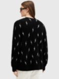 AllSaints Zap V-Neck Cardigan, Black/White