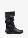 Hotter Ballinderry Extra Wide Fit Leather Slouch Boots, Black