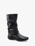 Hotter Ballinderry Extra Wide Fit Leather Slouch Boots, Black