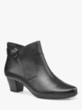 Hotter Addison Leather Low Block Heeled Ankle Boots, Black