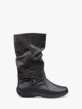 Hotter Ballinderry Wide Fit Leather Slouch Boots, Chocolate