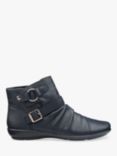 Hotter Hampstead Leather Retro Biker Ankle Boots, Navy