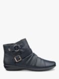 Hotter Hampstead Wide Fit Leather Retro Biker Ankle Boots, Navy