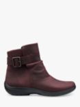 Hotter Rumour Wide Fit Waxed Nubuck Biker Boots, Maroon