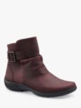 Hotter Rumour Wide Fit Waxed Nubuck Biker Boots, Maroon