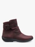 Hotter Rumour Waxed Nubuck Biker Boots, Maroon-wn