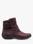 Hotter Rumour Extra Wide Fit Waxed Nubuck Biker Boots, Maroon