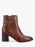 Hush Puppies Caitlyn Leather Buckle Detail Ankle Boots, Brown