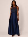 Adrianna Papell Studio Bead Taffeta Maxi Dress, Light Navy