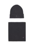 Tommy Hilfiger Beanie Hat & Scarf Gift Set, Charcoal Grey