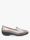 Hotter Faith II Leather Cushioned Wedge Loafers, Pewter