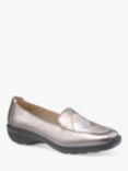 Hotter Faith II Leather Cushioned Wedge Loafers, Pewter