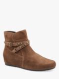 Hotter Avocet Hidden Wedge Suede Ankle Boots, Tan