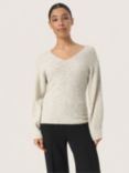 Soaked In Luxury Rakel Rib Wool Blend Jumper, White/Grey Melange