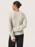 Soaked In Luxury Rakel Rib Wool Blend Jumper, White/Grey Melange