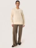 Soaked In Luxury Musling Pointelle Jumper, Cream