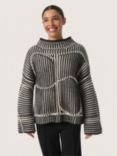 Soaked In Luxury Yelena Logo Wool Blend Jumper, Black/White