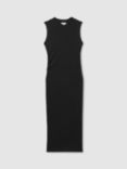 Reiss Truly Ribbed Ruched Jersey Midi Dress