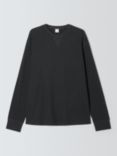 John Lewis Waffle Crew Neck Long Sleeve Polo Top, Grey Charcoal