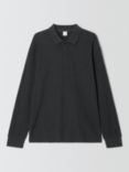 John Lewis Waffle Long Sleeve Polo Top, Grey Charcoal