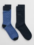 GANT Polka Dot & Plain Socks, Pack of 2, Blue Royal