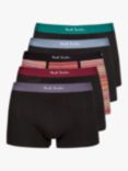 Paul Smith Plain & Stripe Contrast Waistband Trunks, Pack of 5, Black