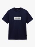 Napapijri Box Logo Cotton Short Sleeve T-Shirt, Marine