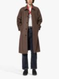 Nudie Jeans Will Wool Blend Check Overcoat, Brown