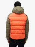 Superdry Colour Block Sport Hooded Puffer Jacket, Khaki