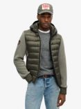 Superdry Hooded Storm Puffer Fleece Bomber Jacket, Dusty Olive Green