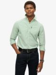 Superdry Organic Cotton Long Sleeve Oxford Shirt, Sage Green