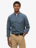 Superdry Merchant Indigo Grandad Shirt, Indigo Gingham