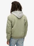 Superdry Military Hooded Bomber Jacket, Seagrass Green