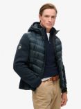 Superdry Hooded Knit Storm Hybrid Jacket, Eclipse Navy Marl