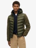 Superdry Hooded Knit Storm Hybrid Jacket, Khaki Green Marl