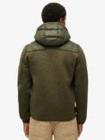 Superdry Hooded Knit Storm Hybrid Jacket, Khaki Green Marl