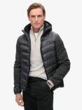 Superdry Hooded Knit Storm Hybrid Jacket, Dark Charcoal Marl