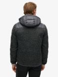 Superdry Hooded Knit Storm Hybrid Jacket, Dark Charcoal Marl