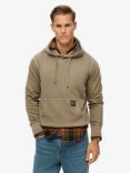 Superdry Contrast Stitch Relaxed Cotton Hoodie, Washed Morel Brown