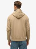 Superdry Contrast Stitch Relaxed Zip Hoodie, Washed Lead Brown