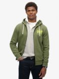 Superdry Neon Vintage Logo Graphic Zip Hoodie, Thrift Olive Marl