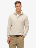 Superdry Essential Logo Henley Sweatshirt, Light Stone Beige