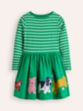 Mini Boden Kids' Coco Applique Dress, Bright Green Pets