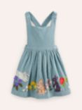 Mini Boden Kids' Cord Applique Dress, Vintage Blue Bunnies