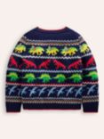 Mini Boden Kids' Fair Isle Jumper, Starboard Blue