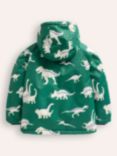 Mini Boden Kids' Faux Sherpa Fleece Lined Jacket, Spruce Green Dino