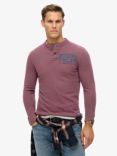 Superdry Vintage Athletic Long Sleeve Grandad Top, Track Burgundy Marl