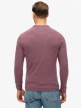 Superdry Vintage Athletic Long Sleeve Grandad Top, Track Burgundy Marl