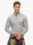 Superdry Vintage Athletic Long Sleeve Grandad Top, Cadet Grey Marl